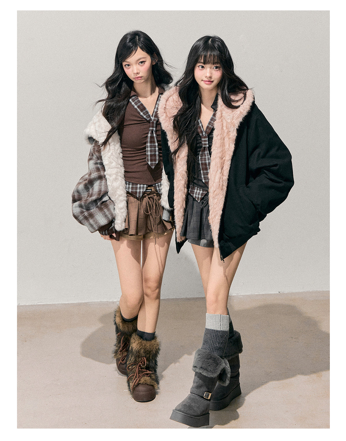 少也眼 “Pride & Prejudice” Reversible Oversize Jacket – Black & Blue Plaid