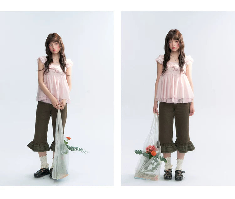 "Summer Sweetheart" Cherry Blossom Pink Bow Cami Top