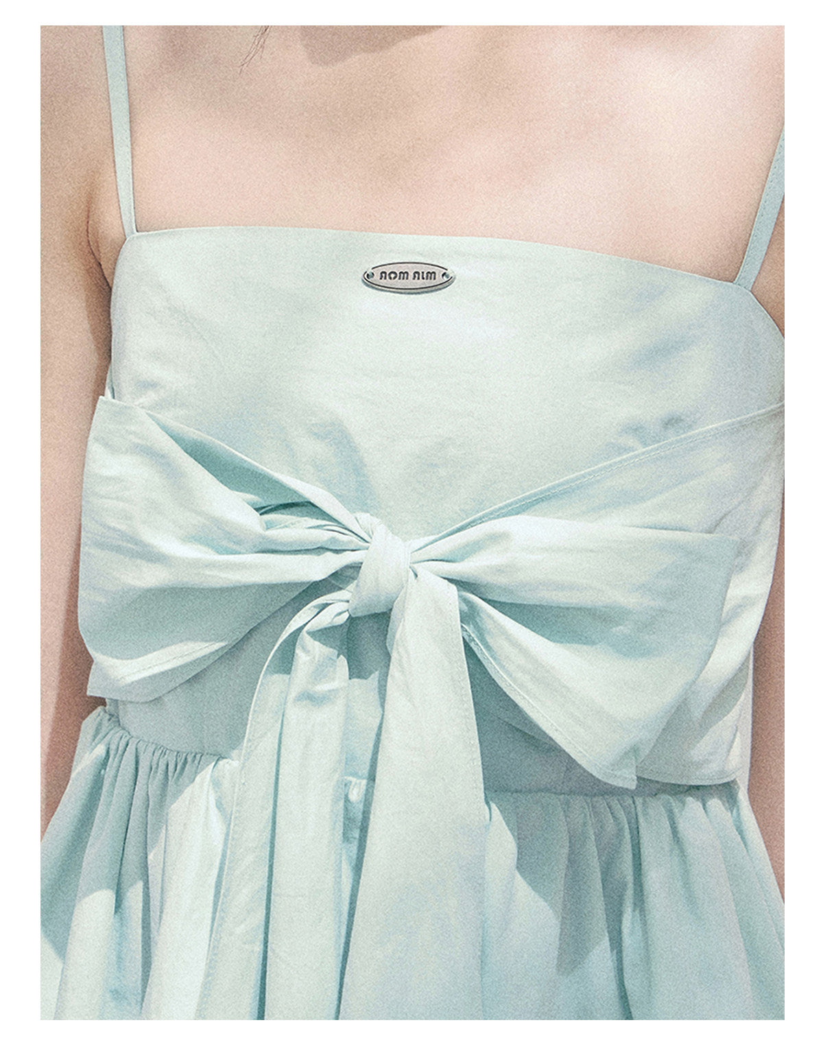 “Whispers in Blue” Off-Shoulder Ribbon Babydoll Top