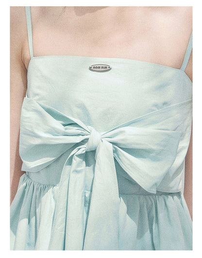 “Whispers in Blue” Off-Shoulder Ribbon Babydoll Top