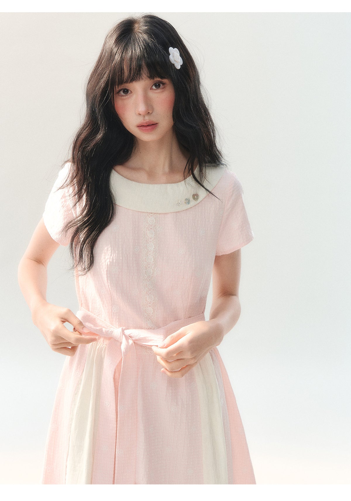 [CAN] "Sakura Mist Blossom" Pink Floral Doll Collar Dress