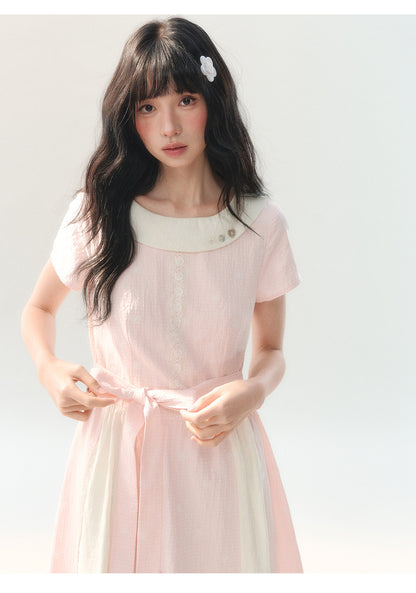 [CAN] "Sakura Mist Blossom" Pink Floral Doll Collar Dress