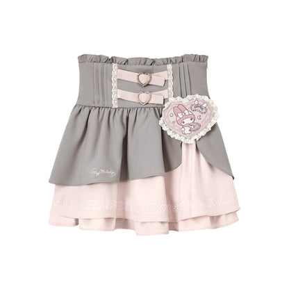 “Melody Mark!” Pink Shirt + Tiered Skirt + Bloomers Set