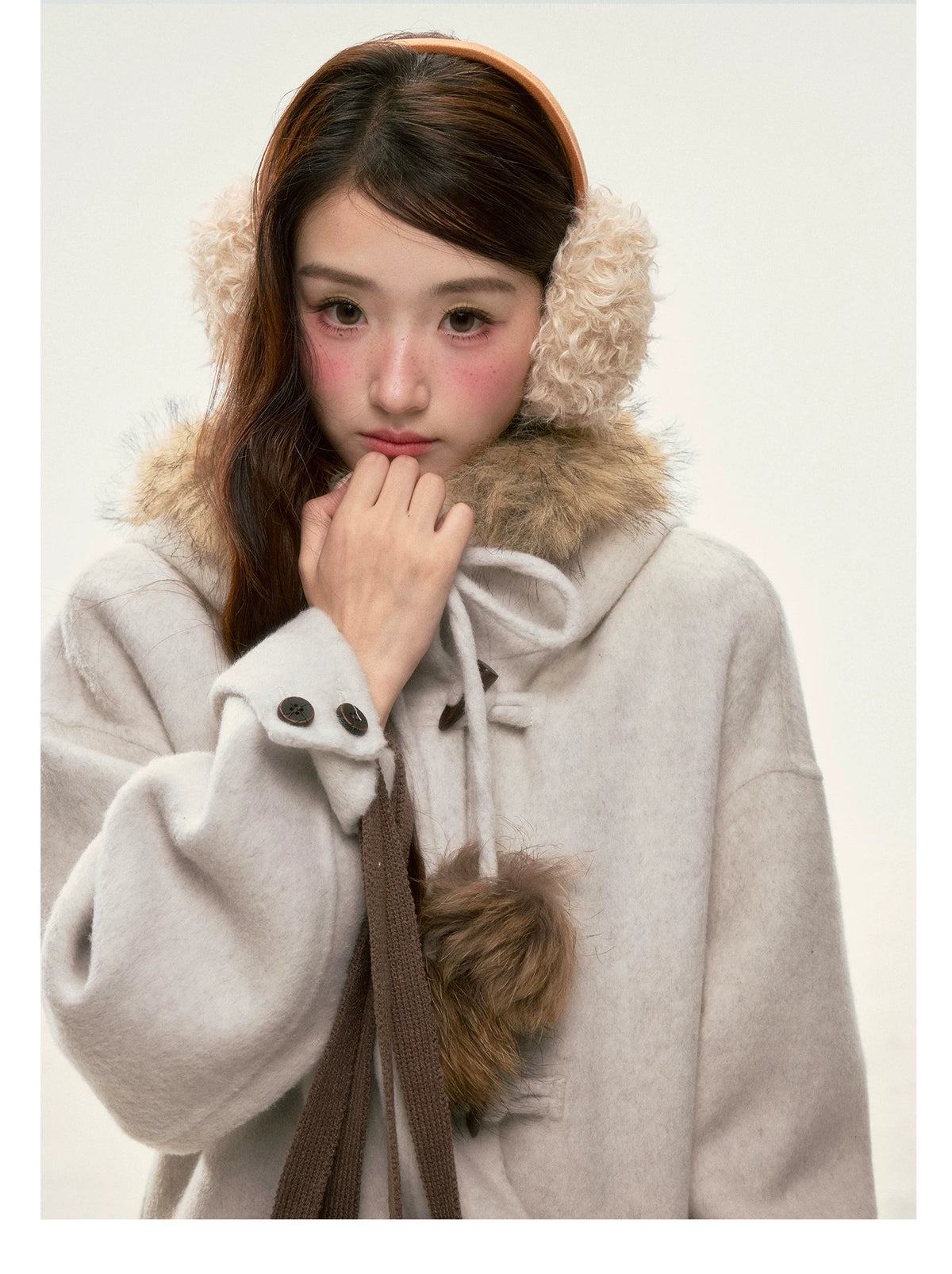 BIBIBENCY - Ivory 70% Wool Fair Isle Coat