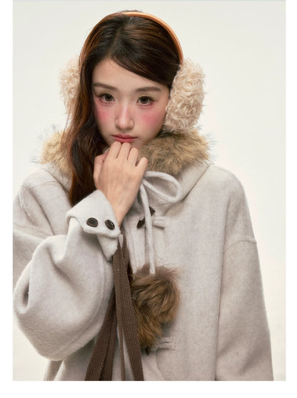 BIBIBENCY - Ivory 70% Wool Fair Isle Coat