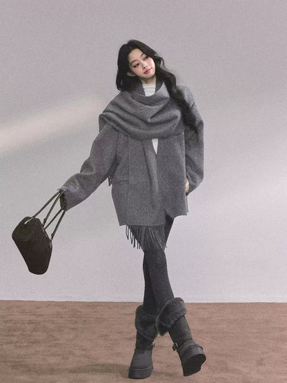 少也眼 100% Wool Double-Faced Coat
