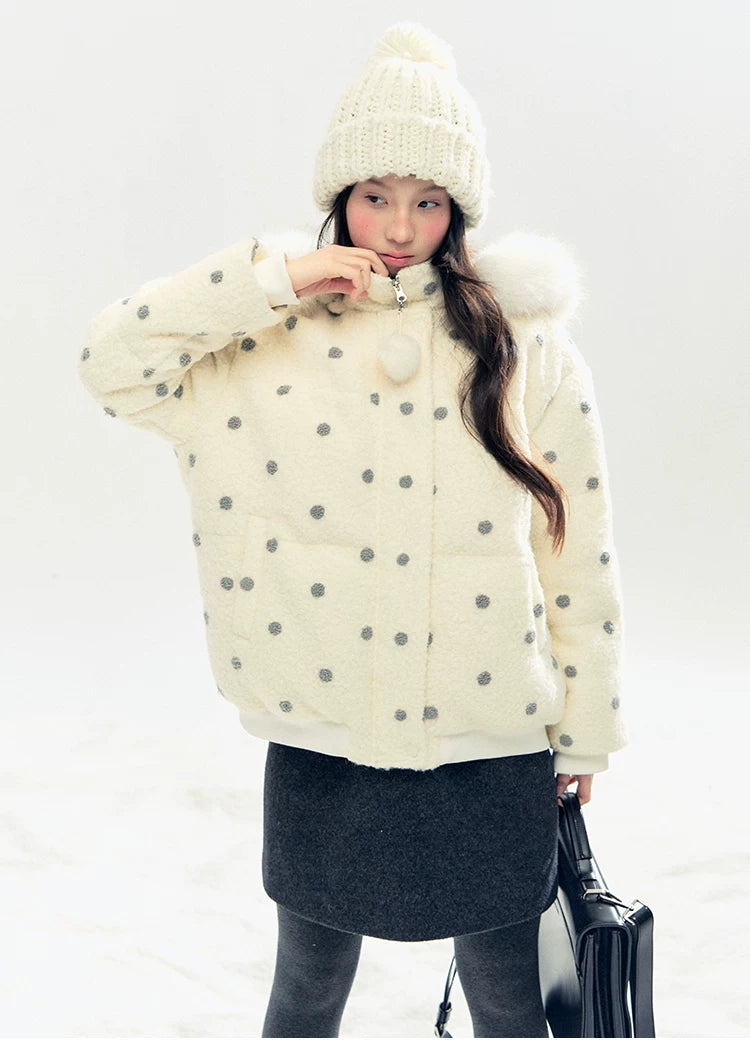 "Morning Mist" A-Line Wool-Blend Mini Skirt (Mist Gray/ Cream Beige)