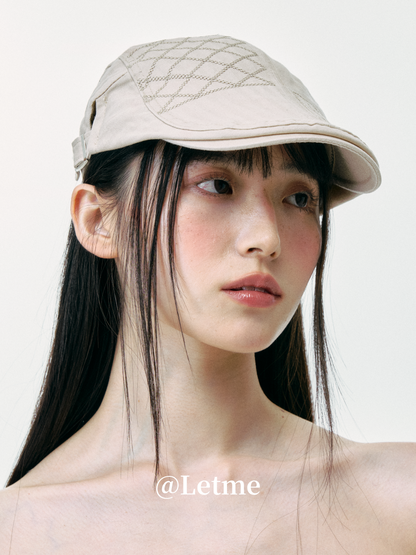 Striped Plaid Cadet Cap – Korean Style Short Brim Hat