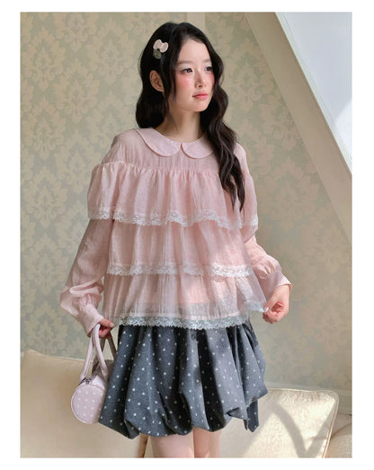 [[RF] “Starlit Twilight” Gray Star Print Bubble A-Line Mini Skirt