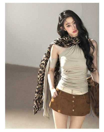 AOMALM - Korean-Style Leopard Print Shawl Scarf