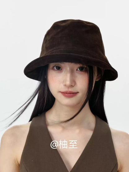 Suede Bucket Hat – Mocha Brown Wide Brim Hat