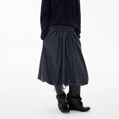 EZEK | Cloud Flower Bubble Skirt A-Line Midi (Black / White / Tan / Gray)