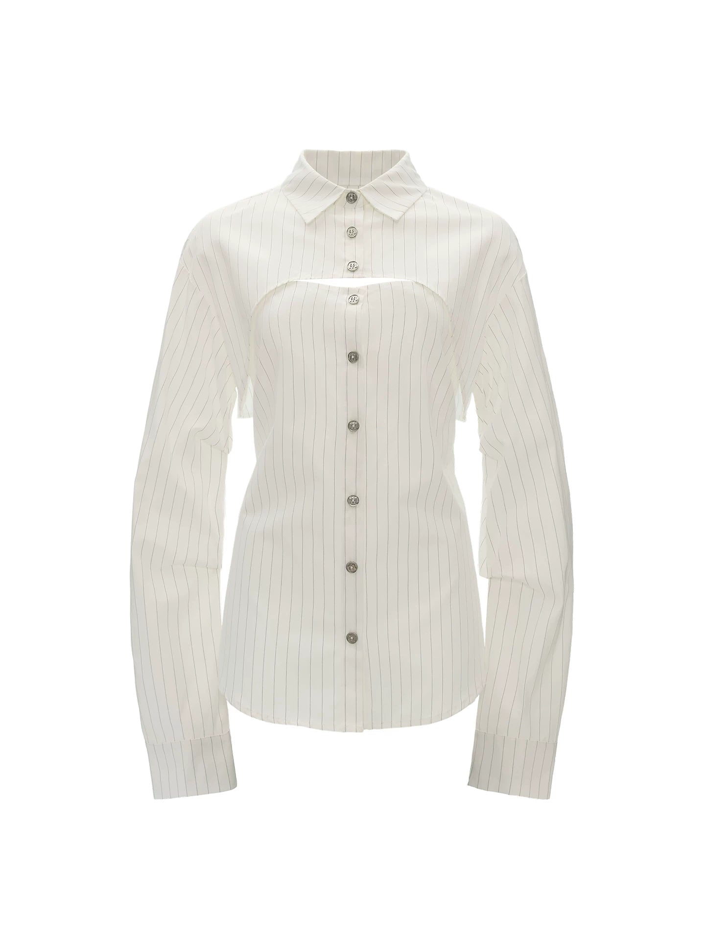 White Stripe Tie-Back Shirt & Cami Set