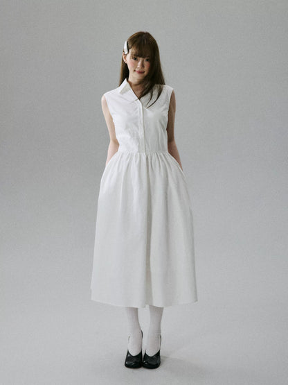 LOST FOREST - White Lyocell-Cotton Tie-Strap Pocket Maxi Dress