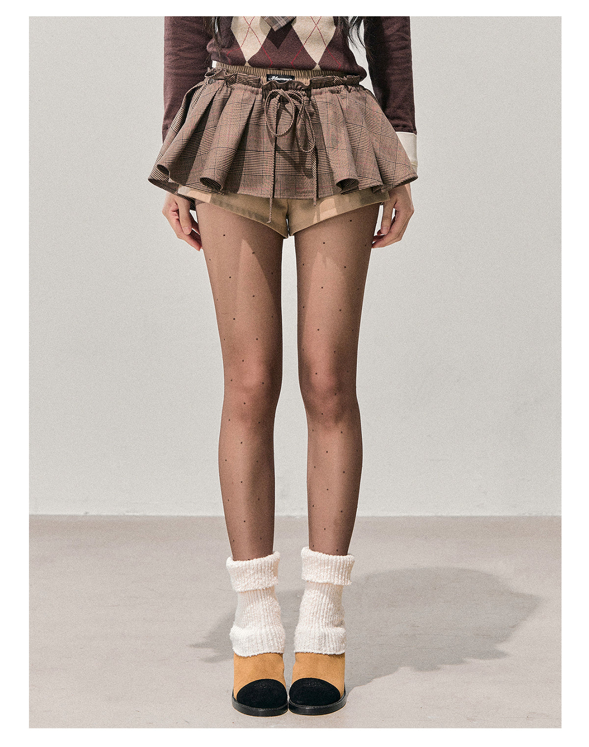 少也眼 “Annie's Waltz” Vintage Preppy A-Line Mini Skirt - Coffee Brown 1645635