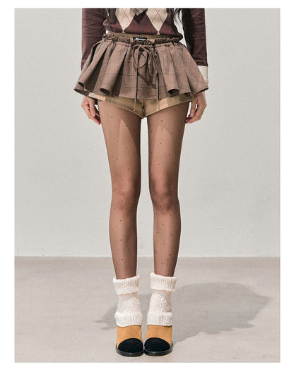 少也眼 “Annie's Waltz” Vintage Preppy A-Line Mini Skirt - Coffee Brown 1645635