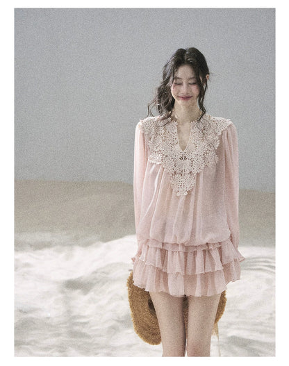 "Flowers on the Breeze" Blush Pink Top & Mini Skirt Two-Piece Set