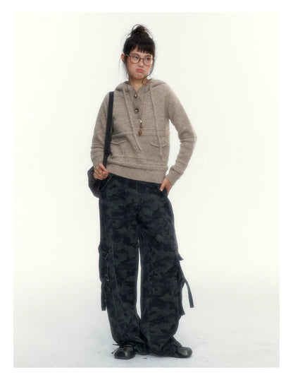 Camouflage Washed Wide-Leg Utility Pants