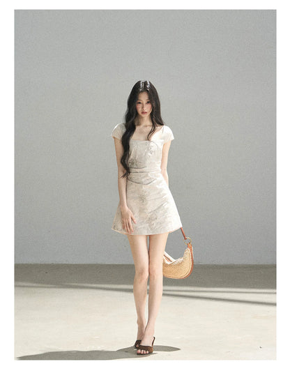 "Summer in Slow Motion" Mother-of-Pearl Star Beaded Fit & Flare Mini Dress