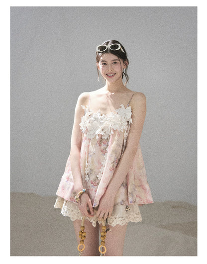 "Unscripted Romance" Dried Rose Embroidered Floral Cami Top