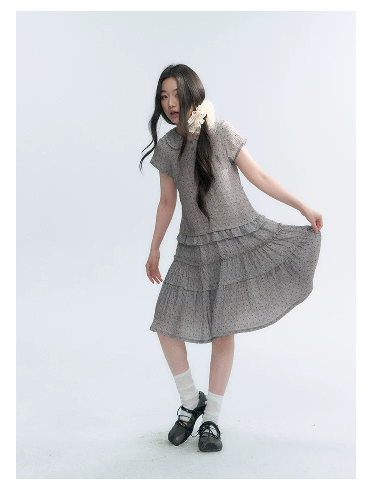"Weekend Diary" Ruffle Tiered Polo Midi Dress