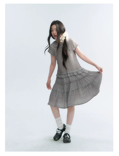 "Weekend Diary" Ruffle Tiered Polo Midi Dress