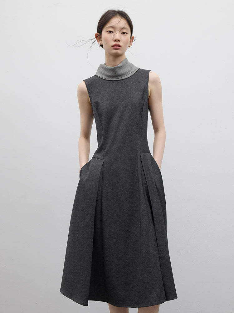 FUSSED Chill Girl Reversible Pleated Sheath Dress – Meteor Gray FOF-25SS052