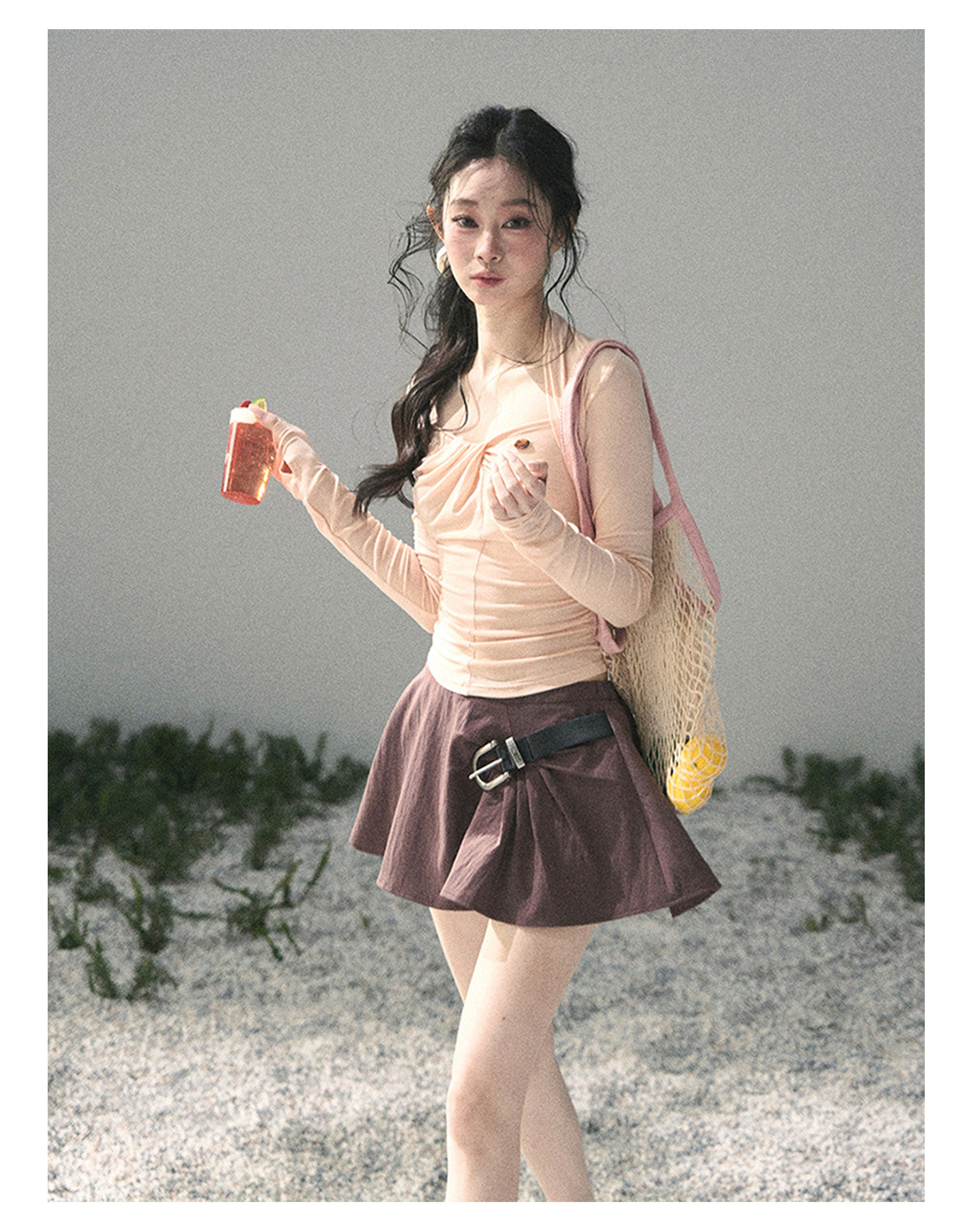 “Soft Evening Breeze” Coral Pink Layered Halter Top
