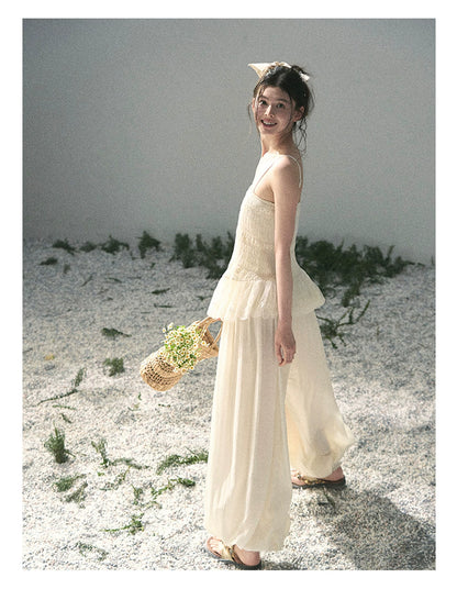 "Fallen Into Your Gaze" Dutch Cheese Lace Top & Jogger Pants Two-Piece Set