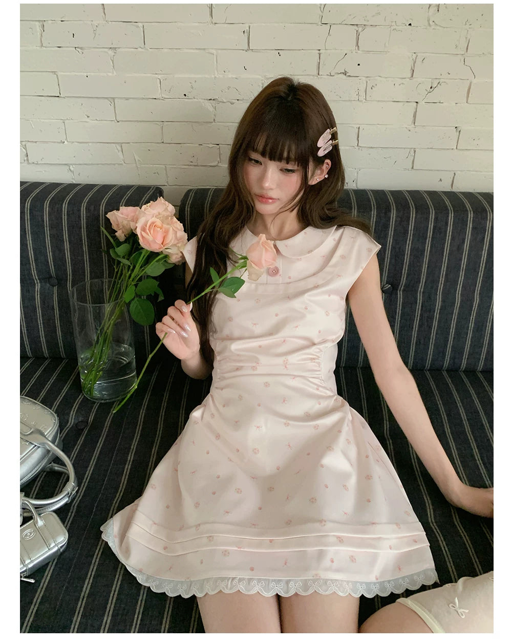 “White Tea Daydream” Pink Peter Pan Mini Dress