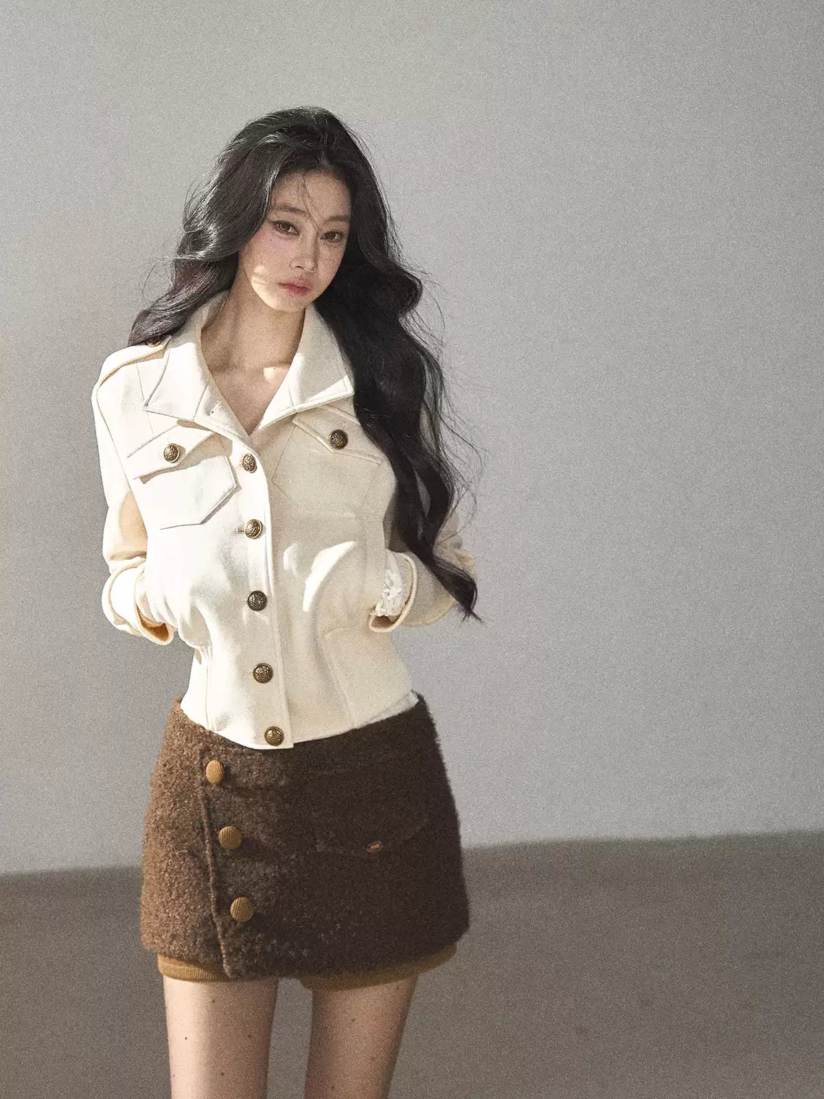 AOMALM - "The Grace of Restraint" Dutch Cheese Faux-Suede Cropped Coat