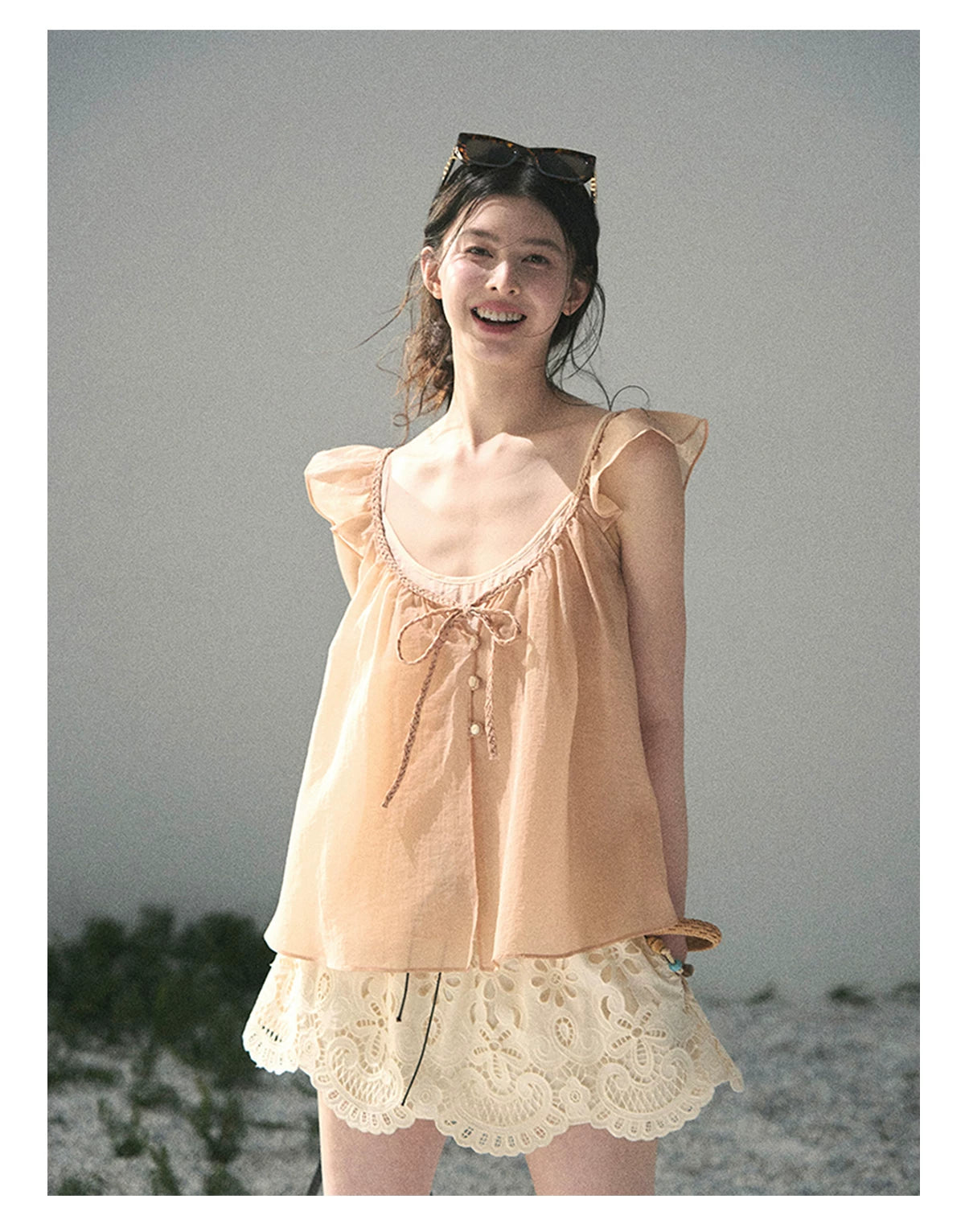 “Your Whisper” Lotus Mauve Babydoll Twinset Top