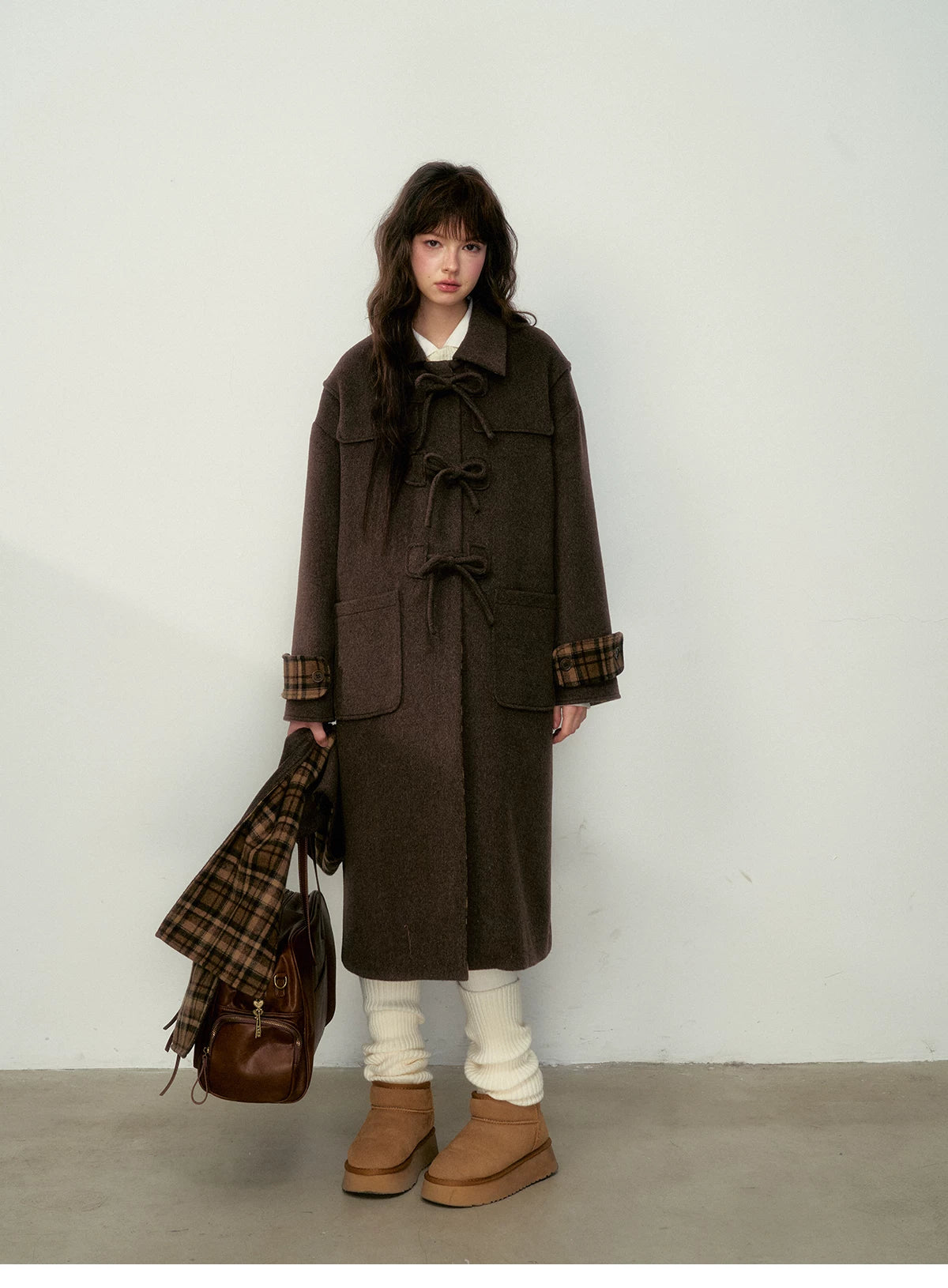 SunsetPark - Vintage Teddy Bear Bow Toggle Wool Coat (Blush Pink / Brown Bear)