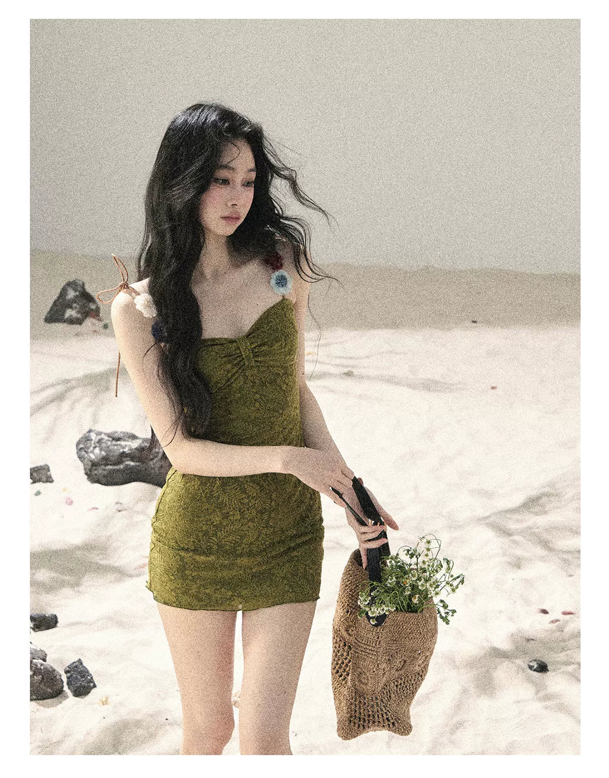 "Entwined Vines" Olive Mist Bodycon Dress & Cardigan Set 543648532