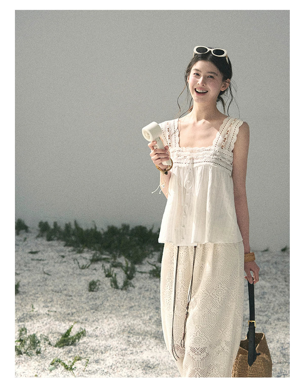 “Summer Light Through Veil” Ivory Lace Babydoll Blouse
