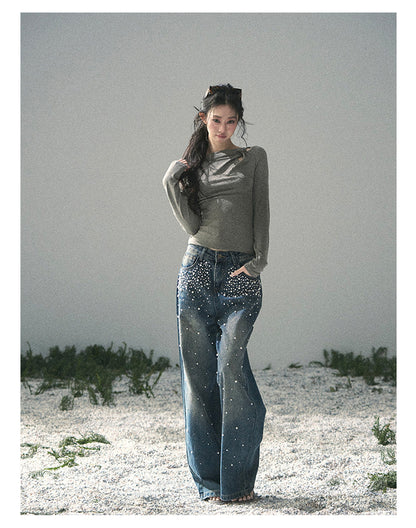 “Silent Verse” Ash Gray Asymmetrical Twist Top