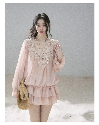 "Flowers on the Breeze" Blush Pink Top & Mini Skirt Two-Piece Set