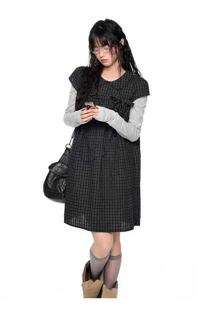 EZEK | Peter Pan Collar Gingham Shirt with Bubble Sleeves