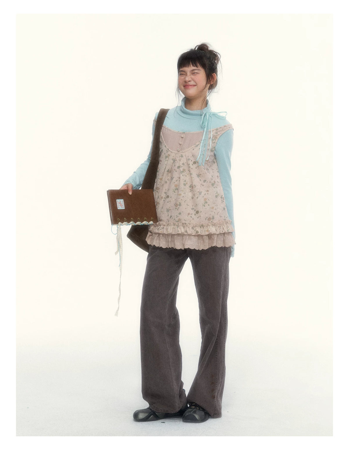"A Season Called Autumn" Coffee Brown Vintage Washed Wide-Leg Utility Pants