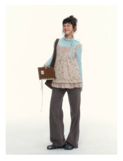 "A Season Called Autumn" Coffee Brown Vintage Washed Wide-Leg Utility Pants