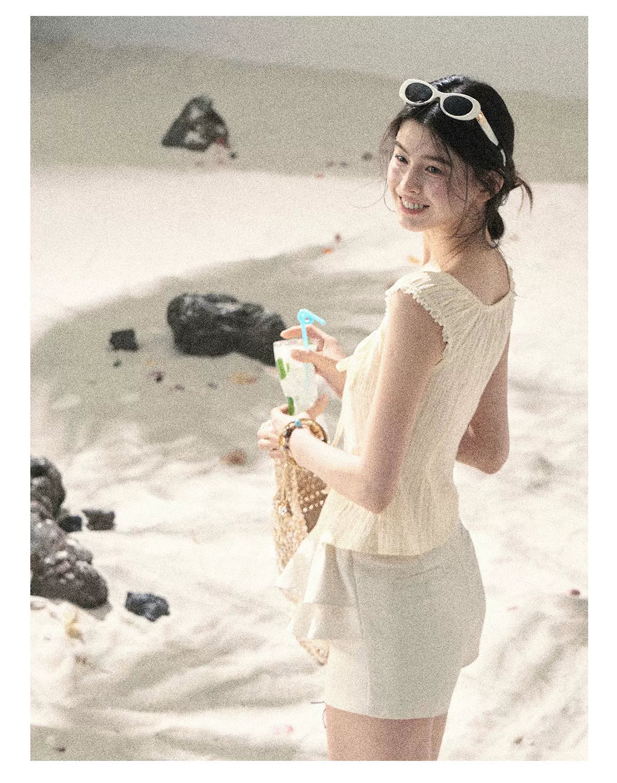 "Layered Petals in Motion" Dutch Cream Ruffle Skort 5324853