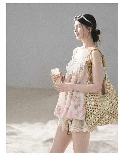 "Unscripted Romance" Dried Rose Embroidered Floral Cami Top