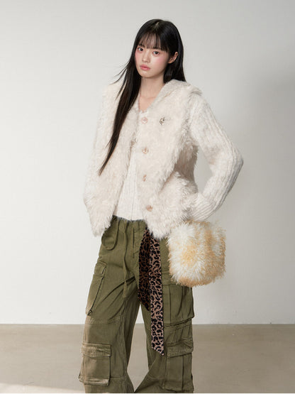 Soote Season - Korean Cloud Mist White Curly Faux-Fur Vest