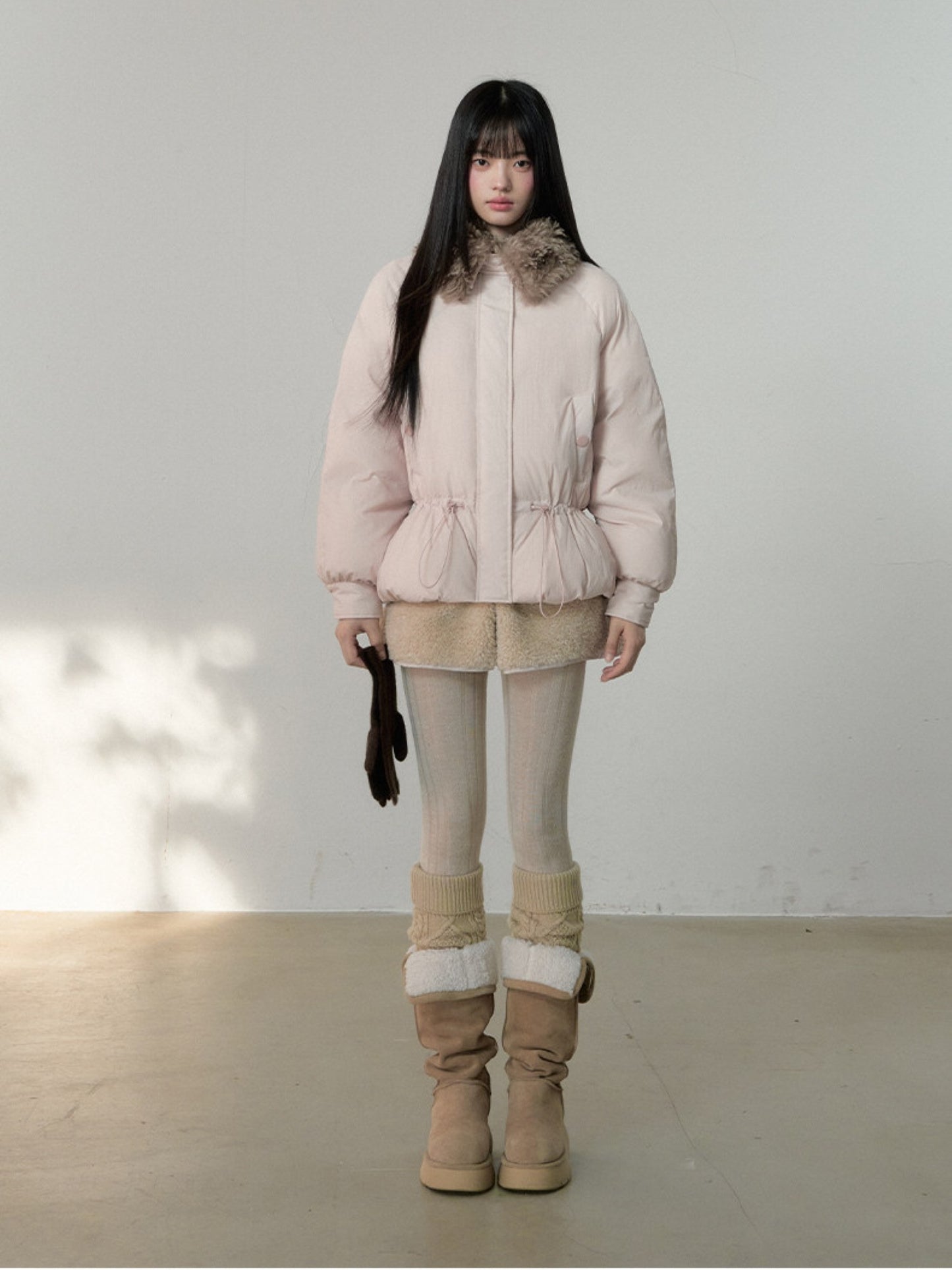 Soote Season - Sweet Cream Pink Faux-Fur Collar Puffer Jacket