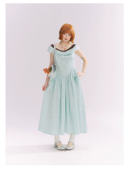 “Heartfelt Rendezvous” Mint Green French Embroidered Cutout Dress