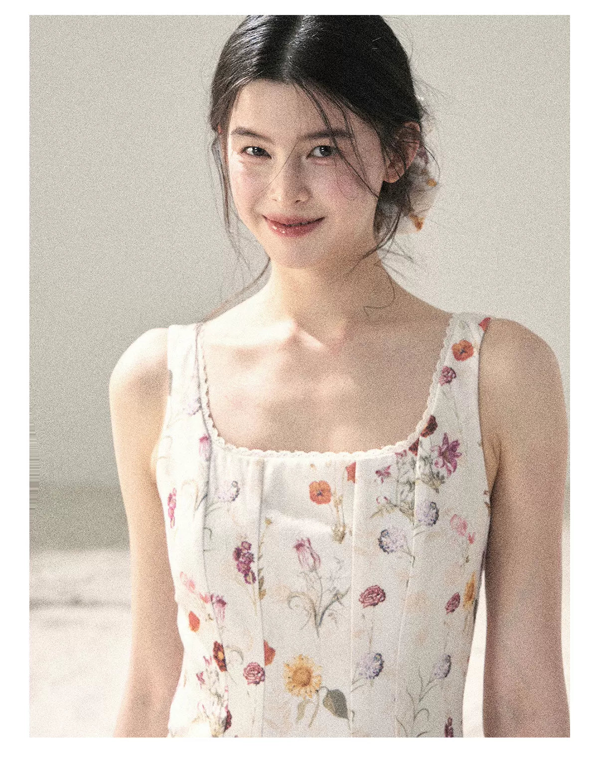 "Chamomile Summer" Dutch Cheese Floral Lace Pinafore Mini Dress 46345