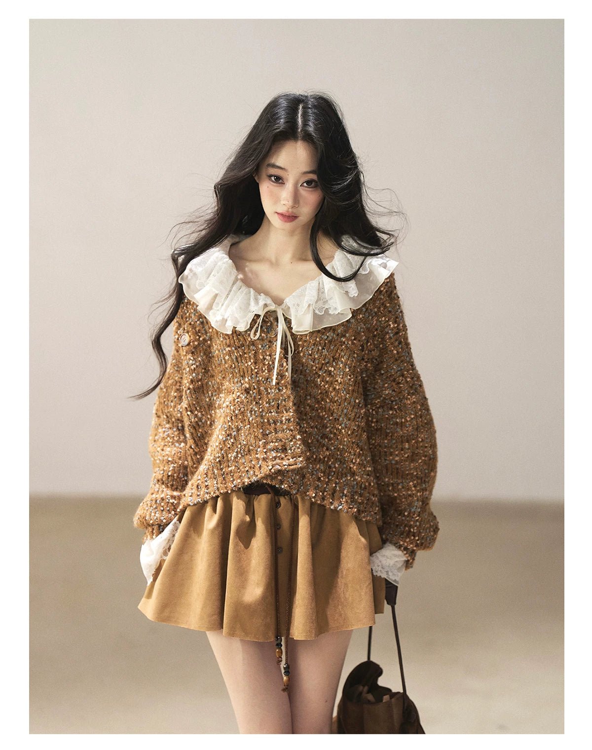 AOMALM - Toasted Pecan Marled Knit Cardigan