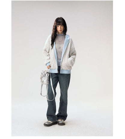 [CAN] "Misty Blue Floral Reverie" Light Blue Floral Set (Reversible Jacket / Sweatpants / Tiered Skirt)
