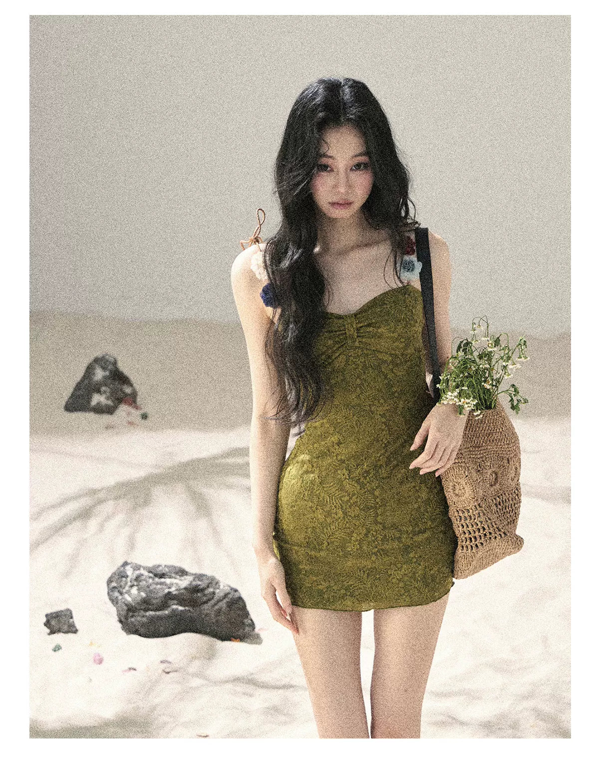 "Entwined Vines" Olive Mist Bodycon Dress & Cardigan Set 543648532
