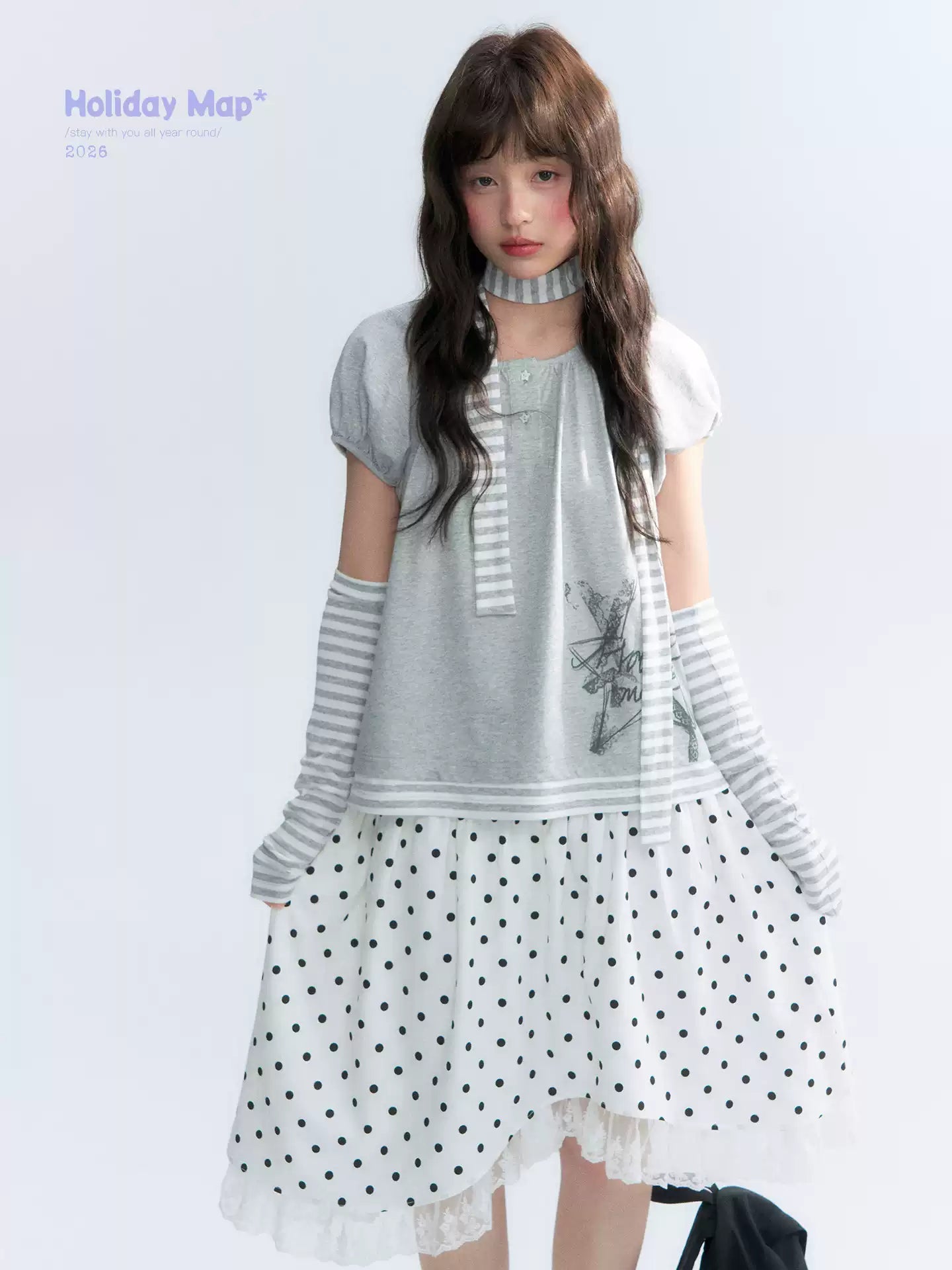 "Starlit Sketch" Heather Gray Graphic Knit T-Shirt